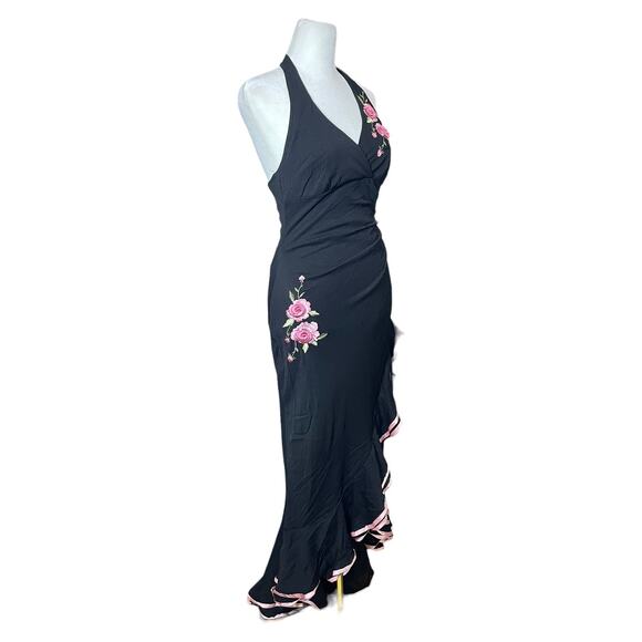 Rampage Halter Women's Dress Black Pink Size Medium Floral Fairy‎ Pinup Girl Y2K - Picture 8 of 13